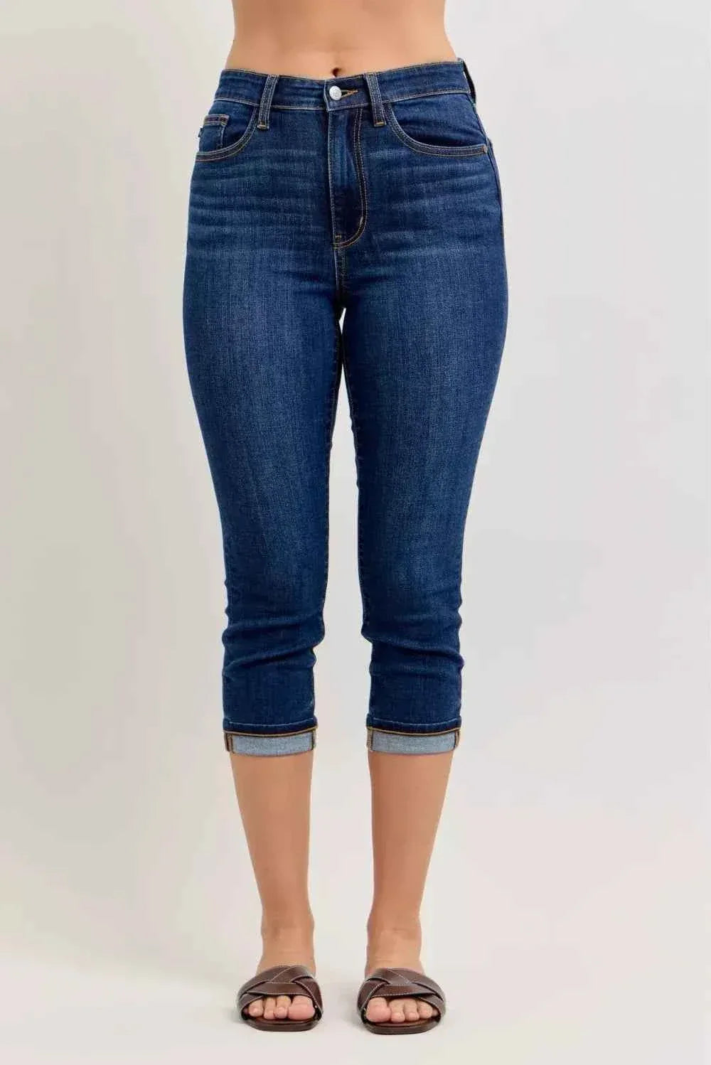 Judy Blue High Waist Capri Jeans with Single Cuff - Faith Beyond Grace