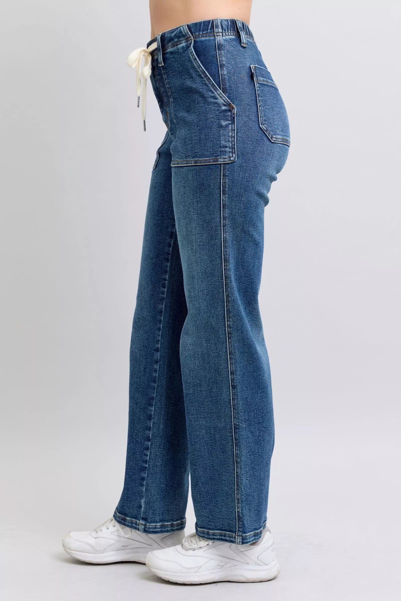 Judy Blue Drawstring Straight Jeans with Pockets - Faith Beyond Grace
