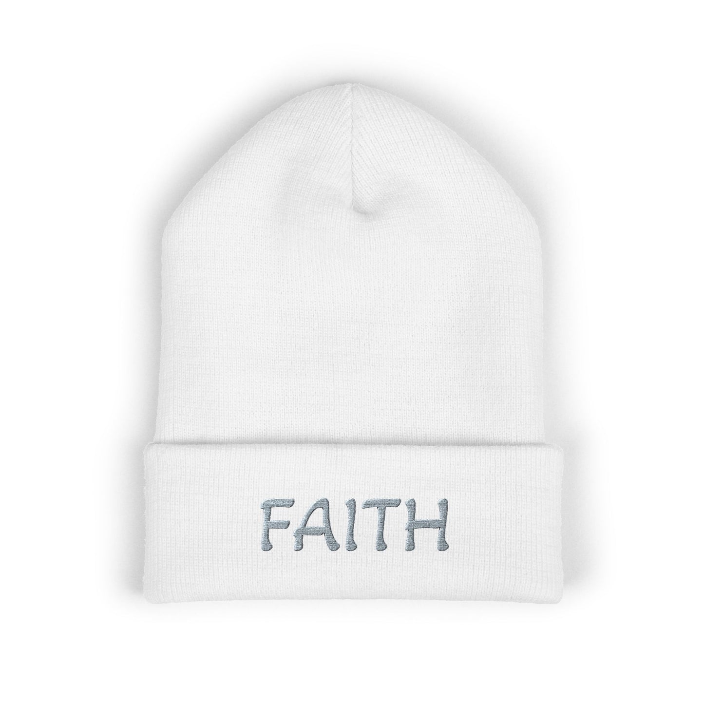 Classic Cuffed Beanie with Embroidered 'Faith' - Cozy Winter Hat, Unisex Knitted Beanie, Stylish Gift, Warm Accessories, Trendy Headwear