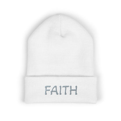 Classic Cuffed Beanie with Embroidered 'Faith' - Cozy Winter Hat, Unisex Knitted Beanie, Stylish Gift, Warm Accessories, Trendy Headwear