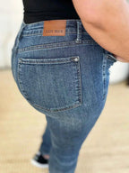 Judy Blue Full Size Mid Waist Distressed Slim Jeans - Faith Beyond Grace