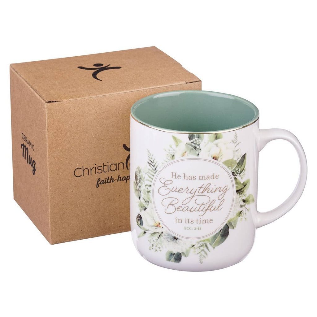 Mug Green Floral Everything Beautiful Ecc. 3:11