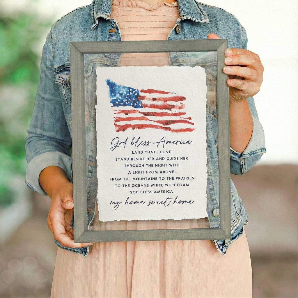 God Bless America Flag - Floating Art Rectangle - Faith Beyond Grace