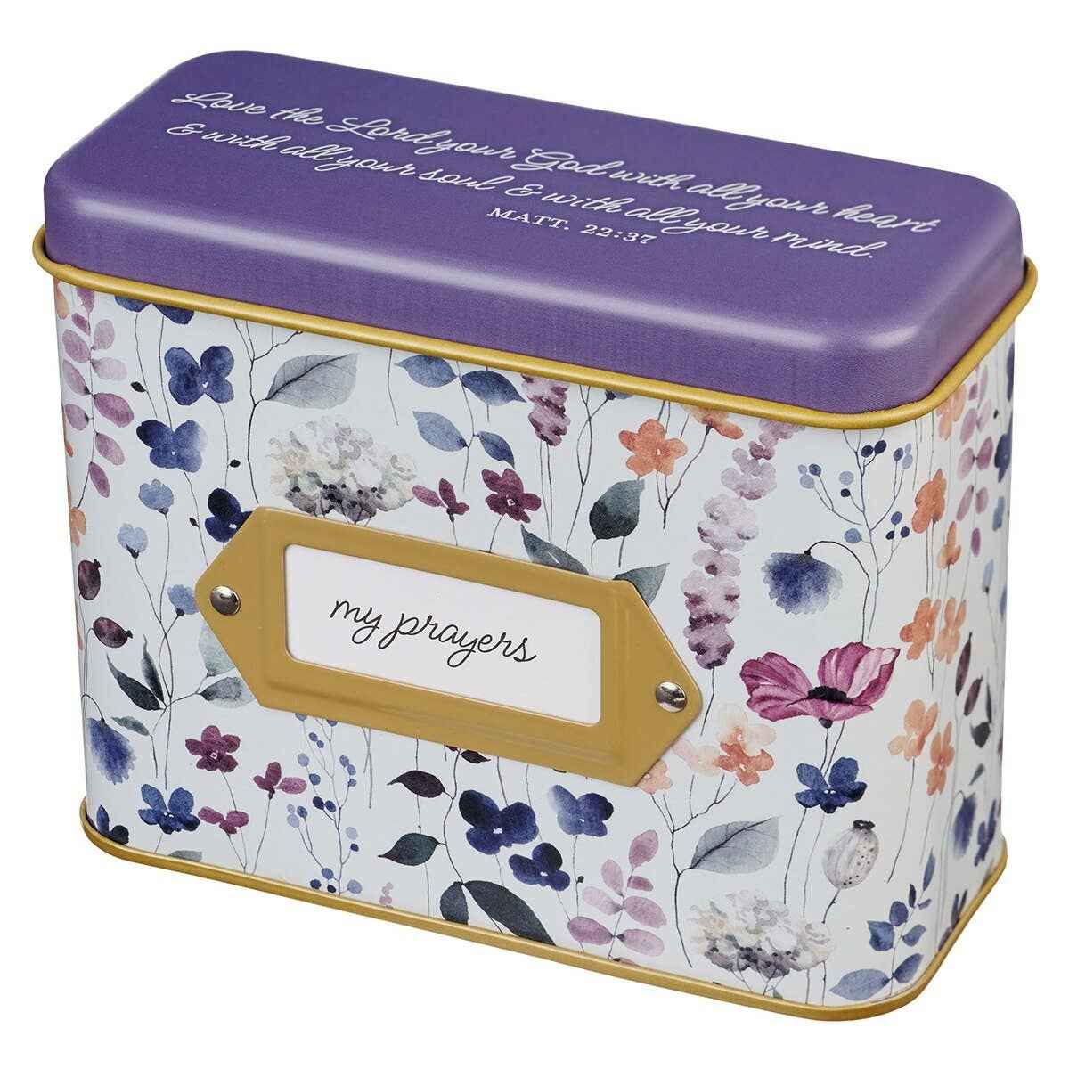 Cards In Tin Multi-floral My Prayers Matthew 22:37