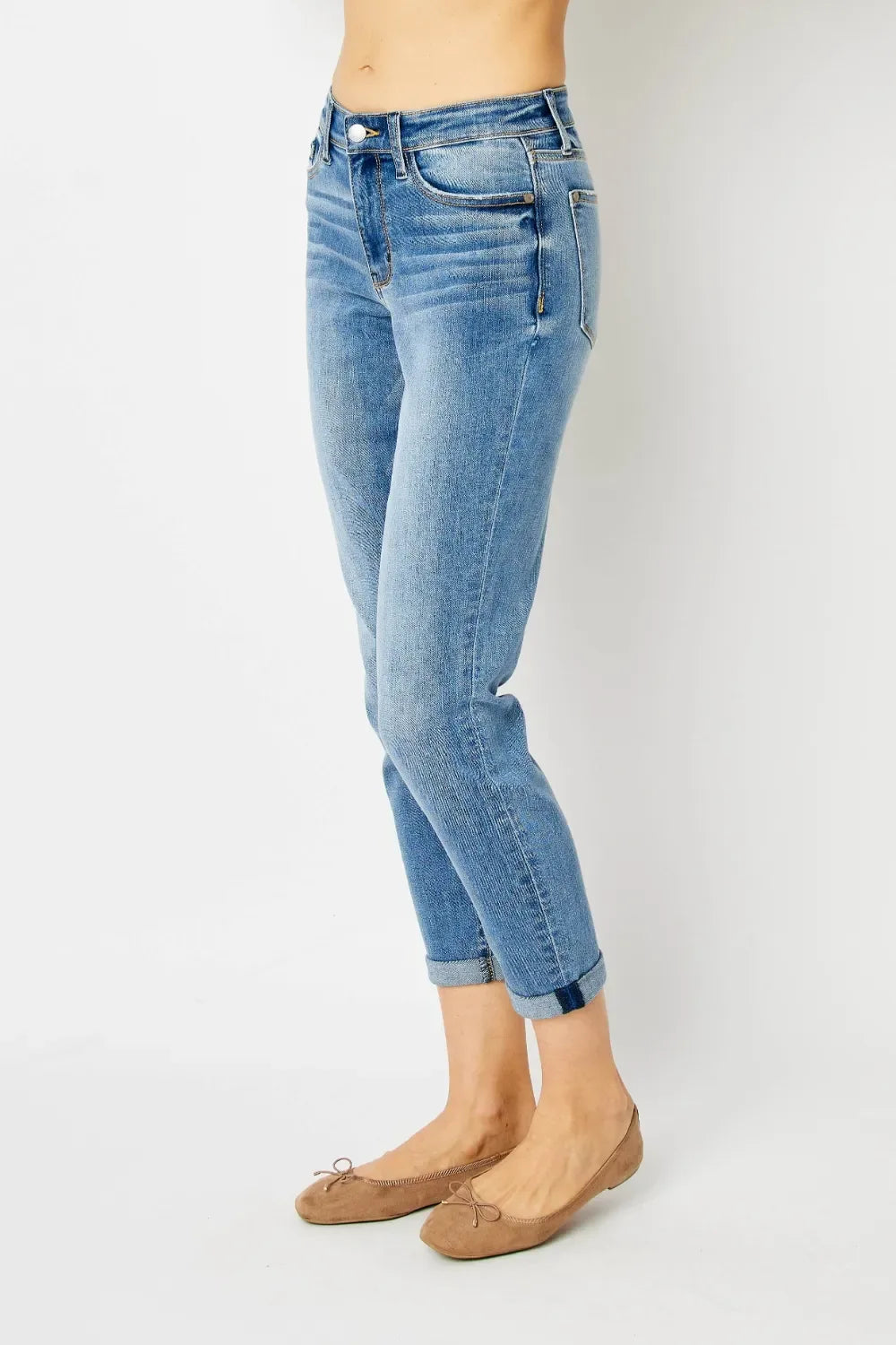 Judy Blue Full Size Cuffed Hem Slim Jeans - Faith Beyond Grace