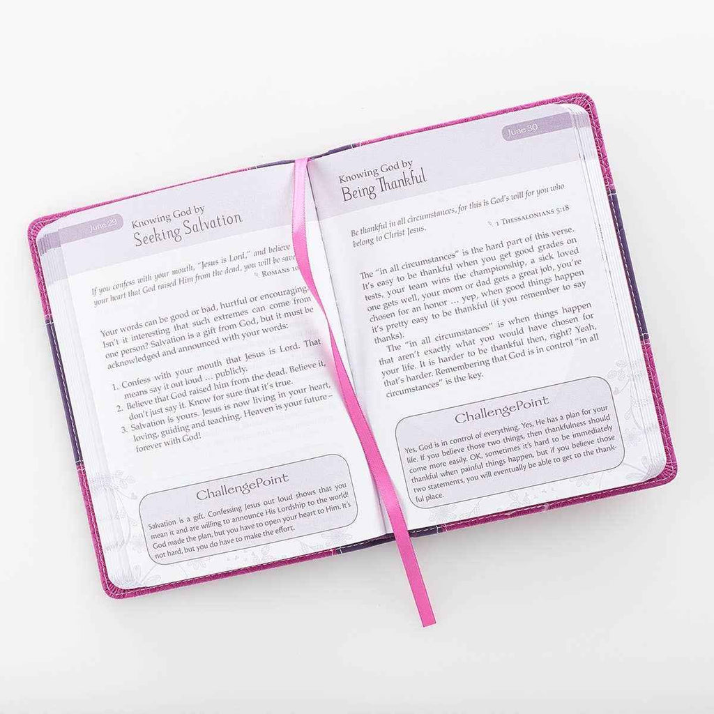 Kid Book 365 Days to Knowing God for Girls Faux Leather