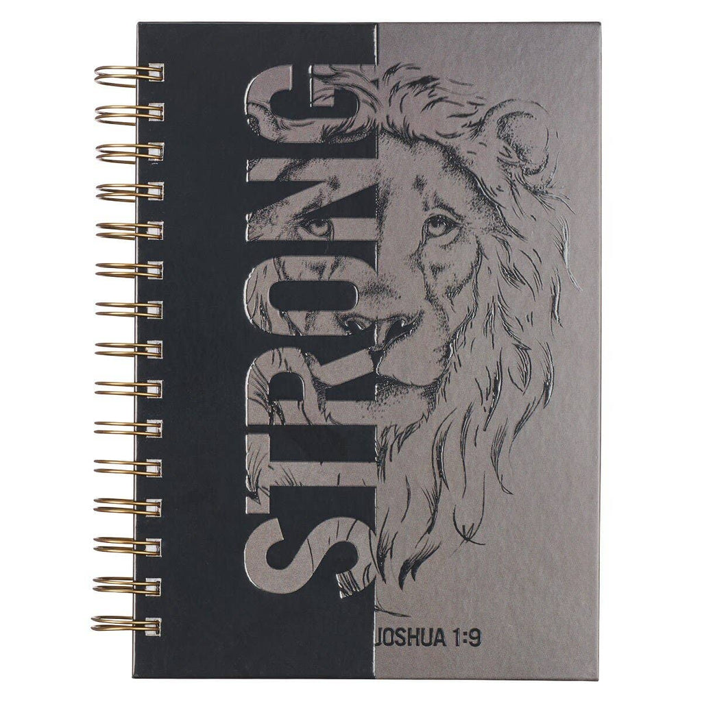 Journal Wirebound Black/Gray Be Strong Josh. 1:9