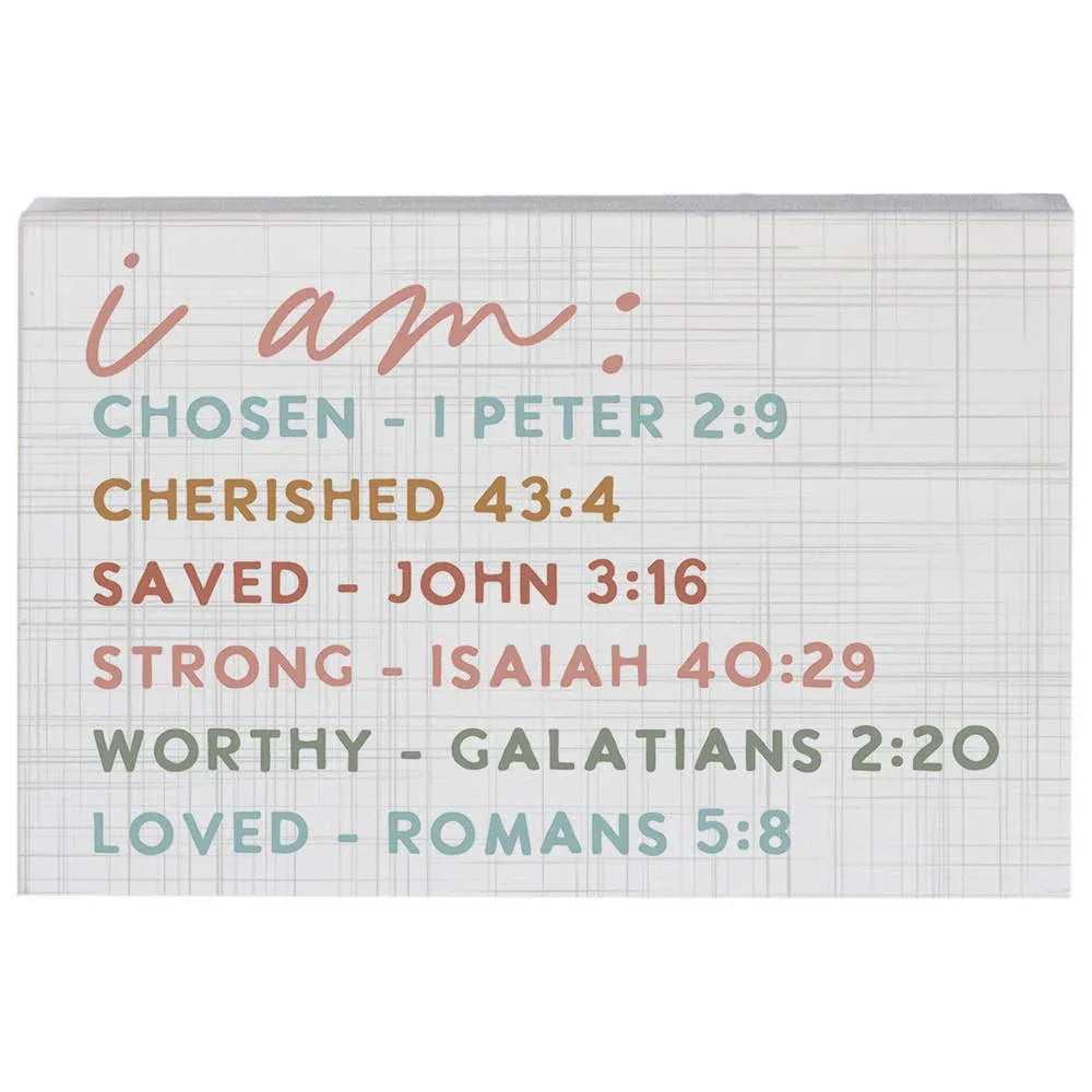 I Am Bible Verses Decor - Small Talk Rectangle Display - Faith Beyond Grace