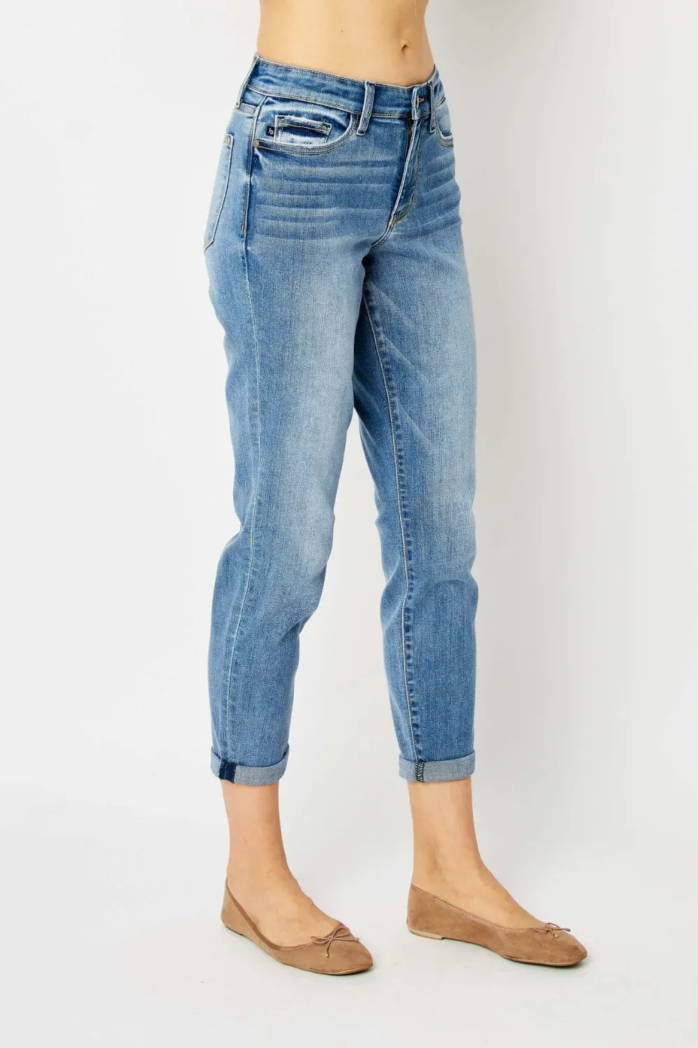 Judy Blue Full Size Cuffed Hem Slim Jeans - Faith Beyond Grace