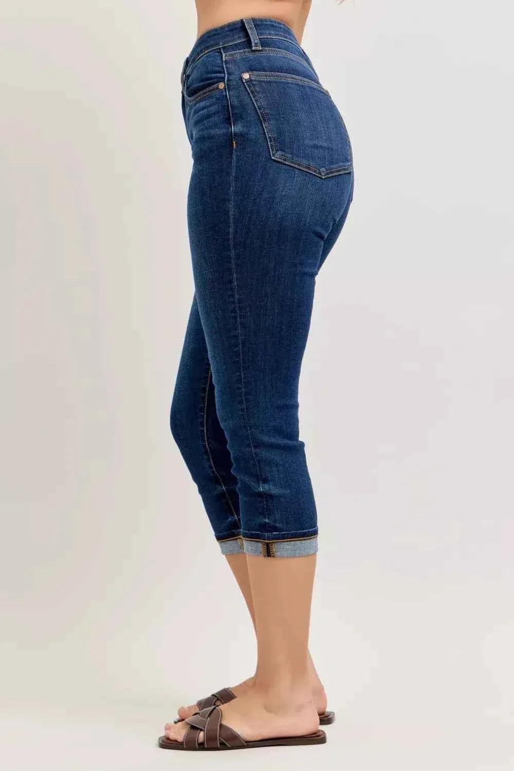 Judy Blue High Waist Capri Jeans with Single Cuff - Faith Beyond Grace