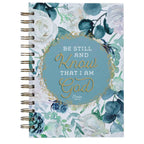 Journal Wirebound White/Teal Floral Be Still  Ps. 46:10