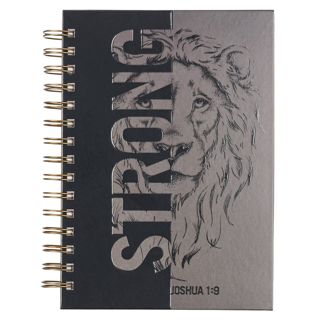 Journal Wirebound Black/Gray Be Strong Josh. 1:9