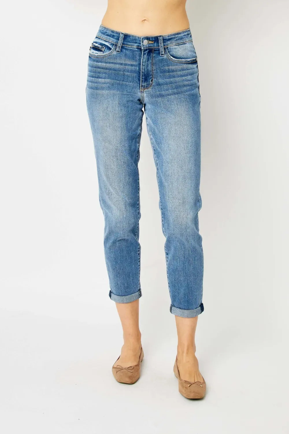 Judy Blue Full Size Cuffed Hem Slim Jeans - Faith Beyond Grace