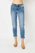 Judy Blue Full Size Cuffed Hem Slim Jeans - Faith Beyond Grace
