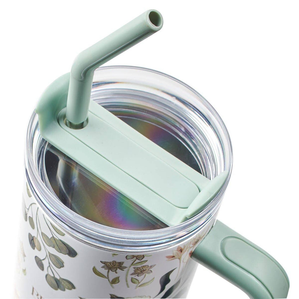 Tumbler w/straw SS Green Ps. 46:10