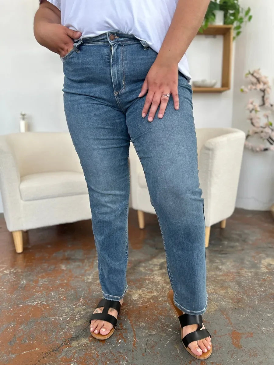 Judy Blue Full Size High Waist Straight Jeans - Faith Beyond Grace