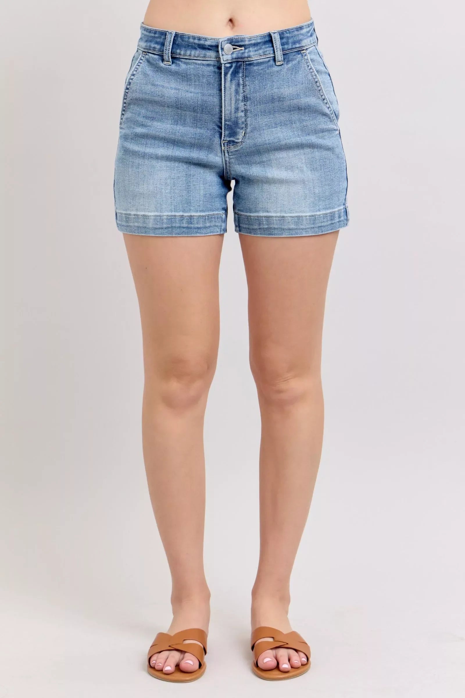 Judy Blue Mid Rise Denim Shorts - Faith Beyond Grace