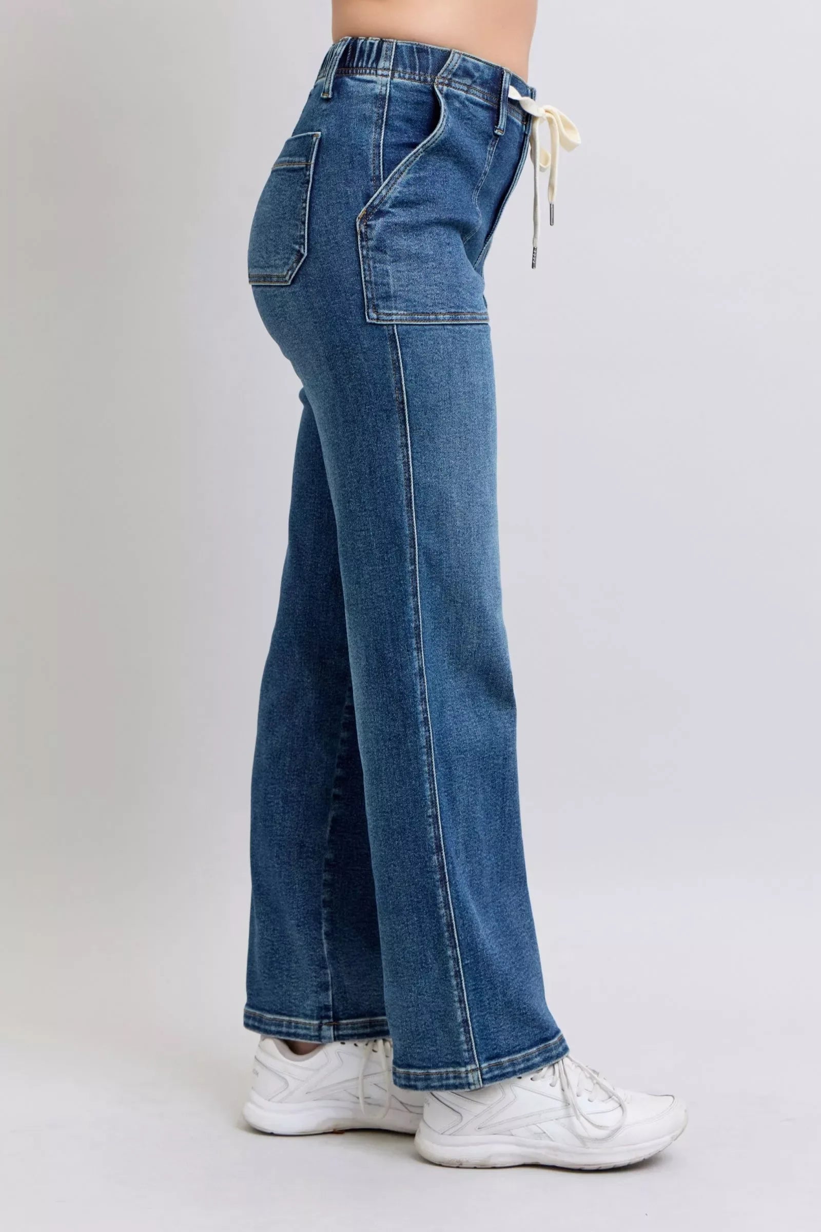 Judy Blue Drawstring Straight Jeans with Pockets - Faith Beyond Grace