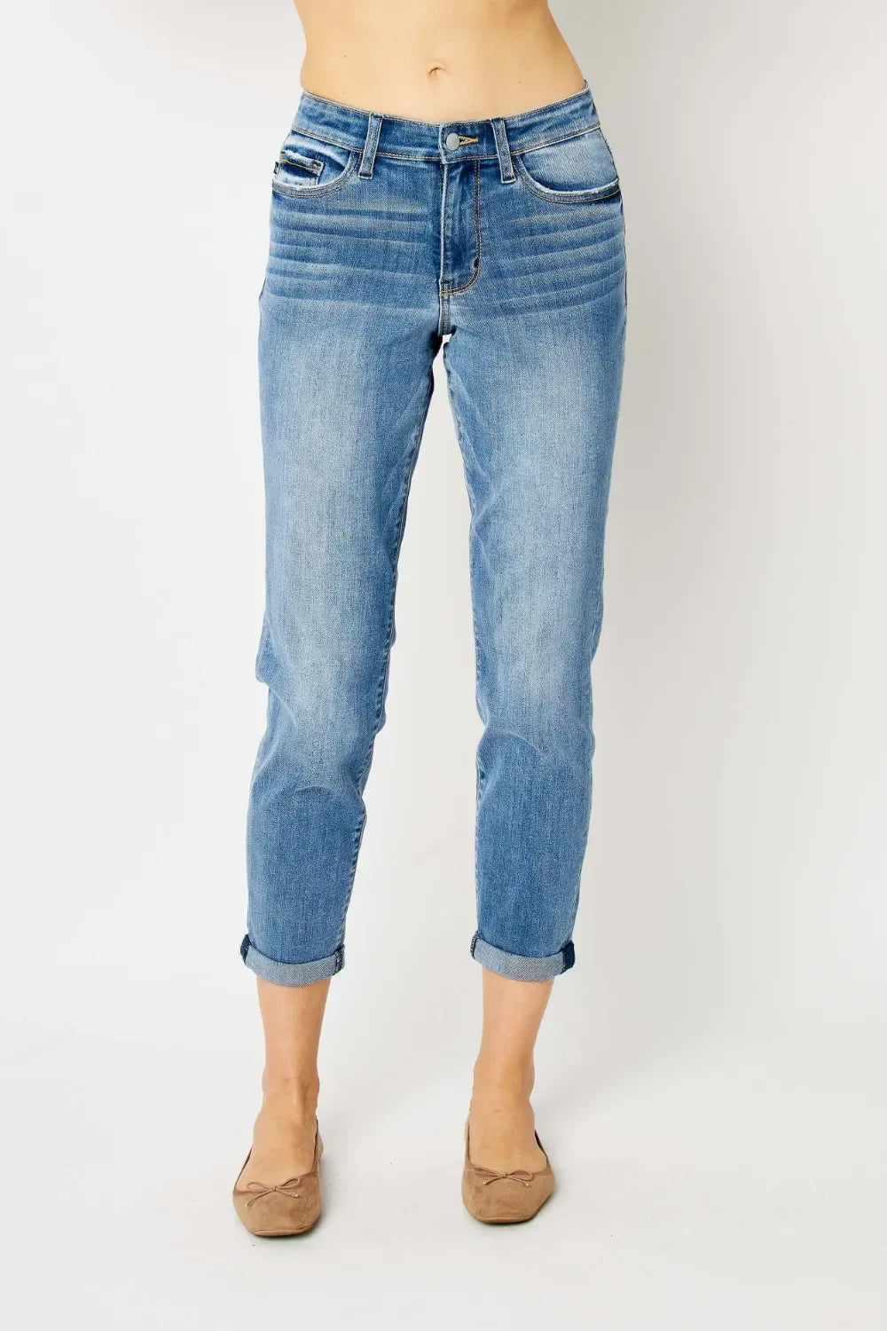 Judy Blue Full Size Cuffed Hem Slim Jeans - Faith Beyond Grace