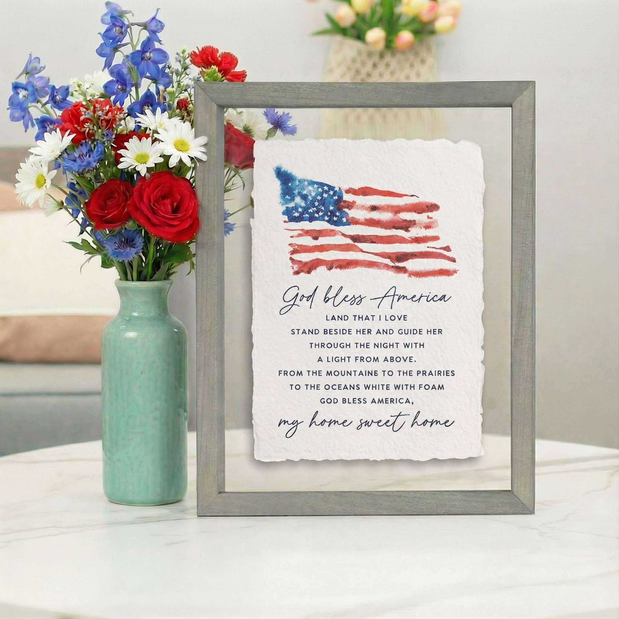 God Bless America Flag - Floating Art Rectangle - Faith Beyond Grace