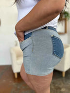 Judy Blue Full Size Color Block Denim Shorts - Faith Beyond Grace