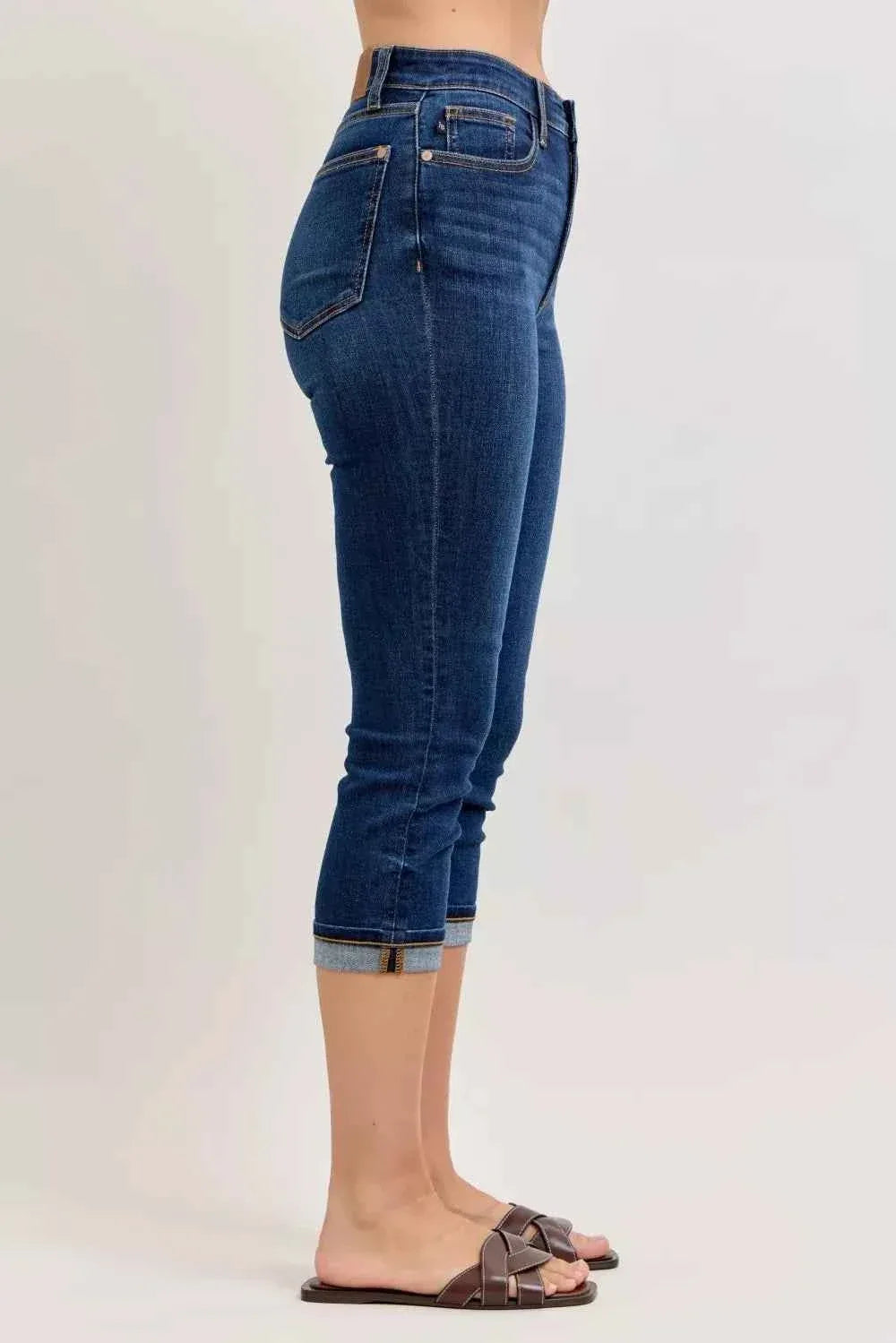 Judy Blue High Waist Capri Jeans with Single Cuff - Faith Beyond Grace