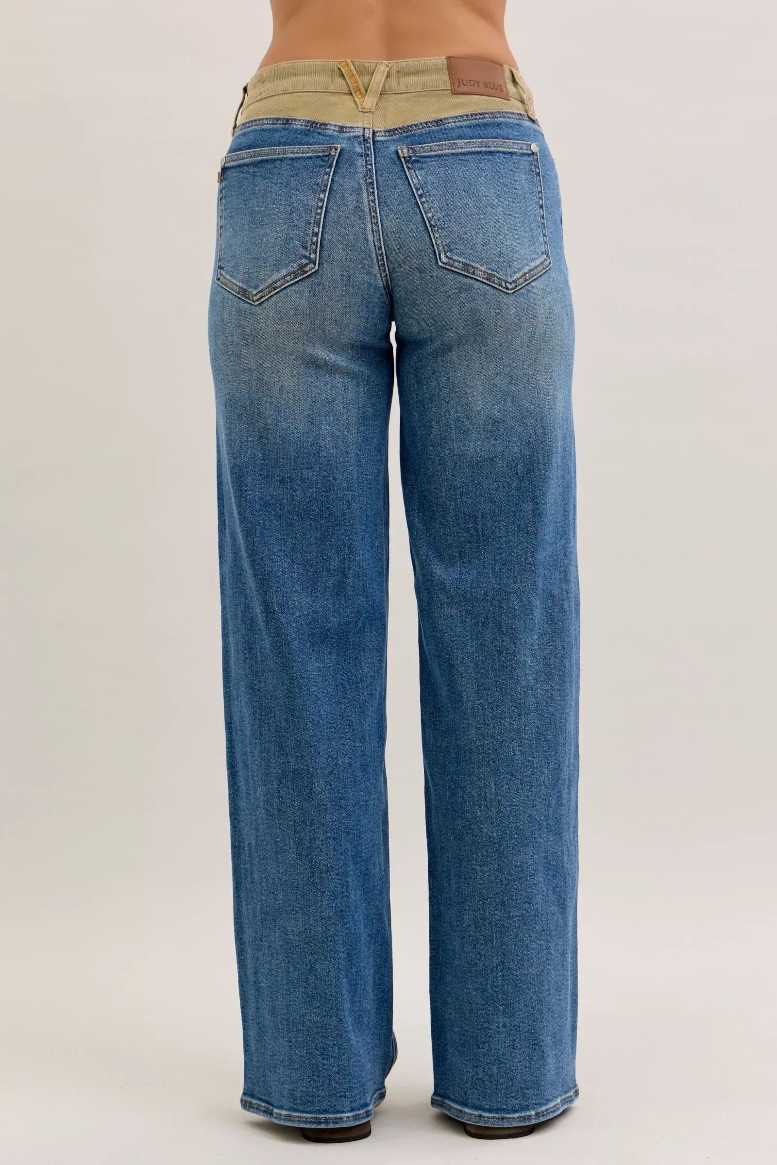 Judy Blue MR Column Straight Jeans with Corduroy Waist - Faith Beyond Grace
